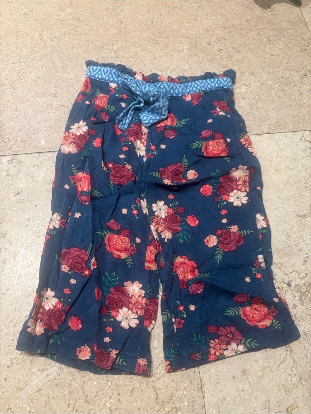 Matilda Jane Navy Floral Shorts with Blue Waist Tie